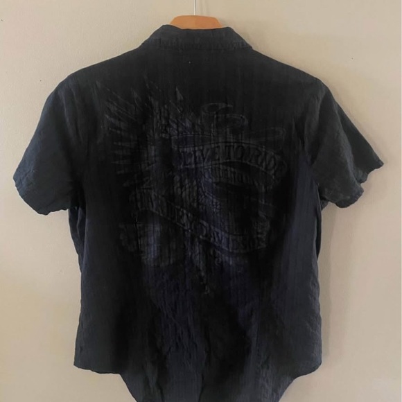 Harley Davidson Women’s Black Short Sleeve Button Down Shirt - Picture 5 of 6